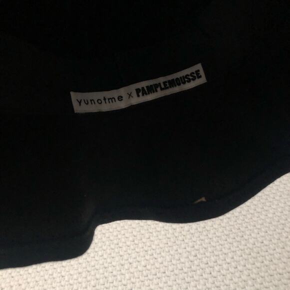 Yunotme X Pamplemousse Black ALICE Rabbit Pleated Brim Structured Ribbon Hat